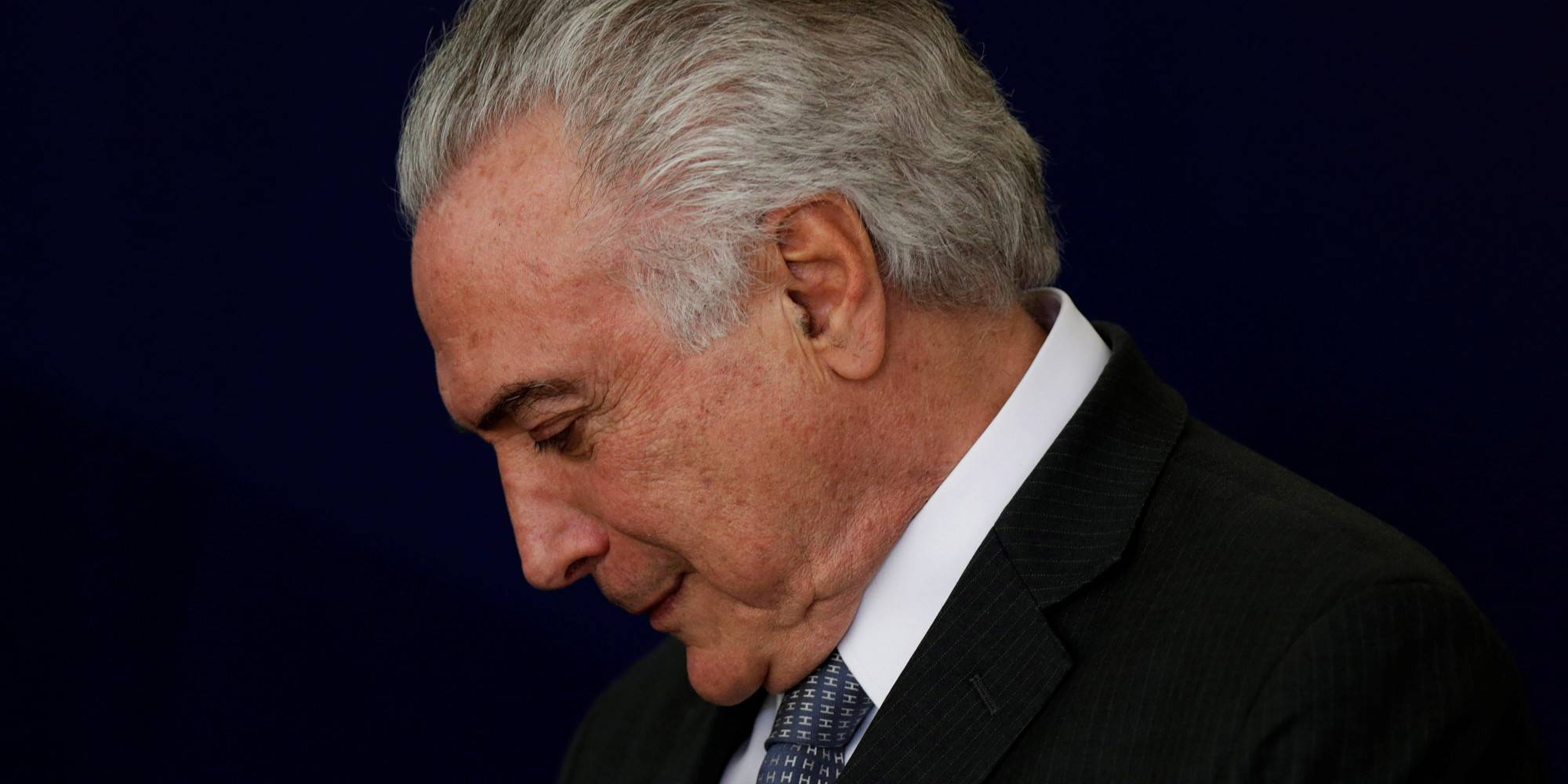 Brazil's President Michel Temer reacts during launch ceremony of the "New School" (Novo Ensino Medio) at the Presidential Palace in Brasilia, Brazil